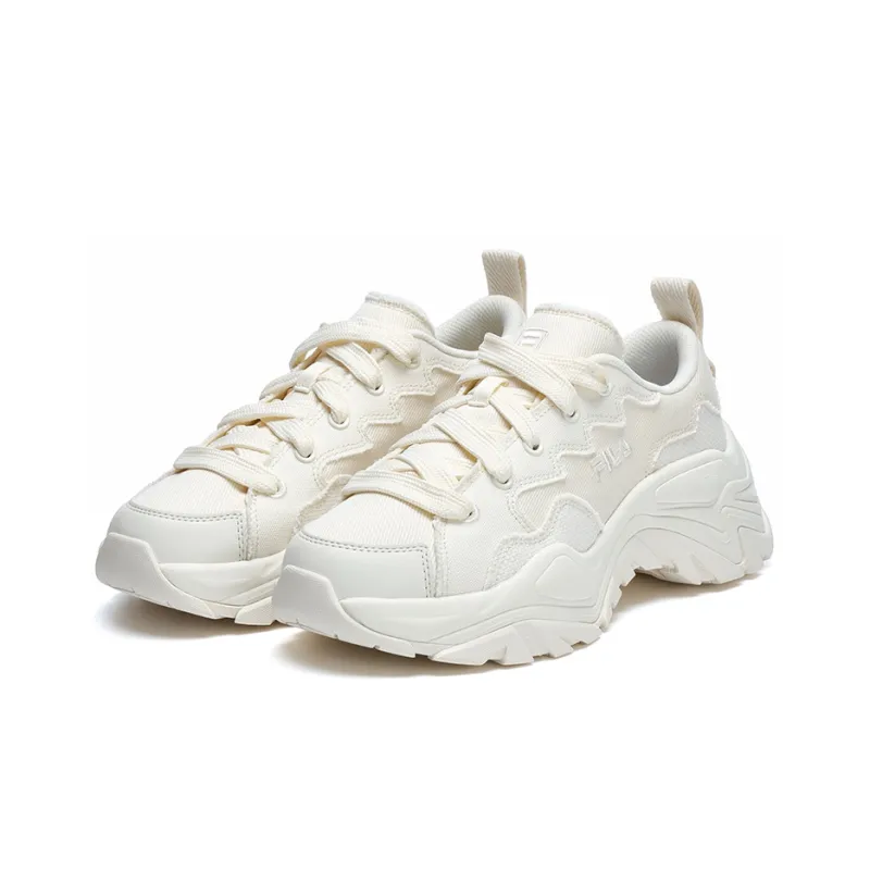 FILA Canvas Anti Slip And Wear Resistant Breathable Low Top Canvas Shoes Women's Milk White-1