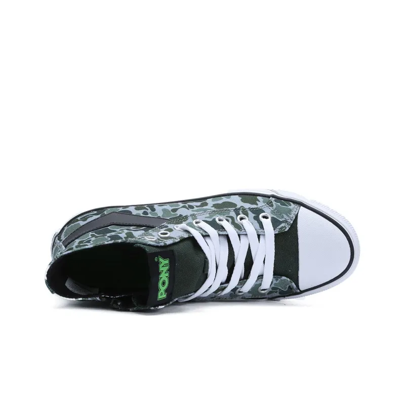 PONY Shooter Anti-Slip Wear-Resistant High-Top Canvas Shoes Men's Gray Green-2