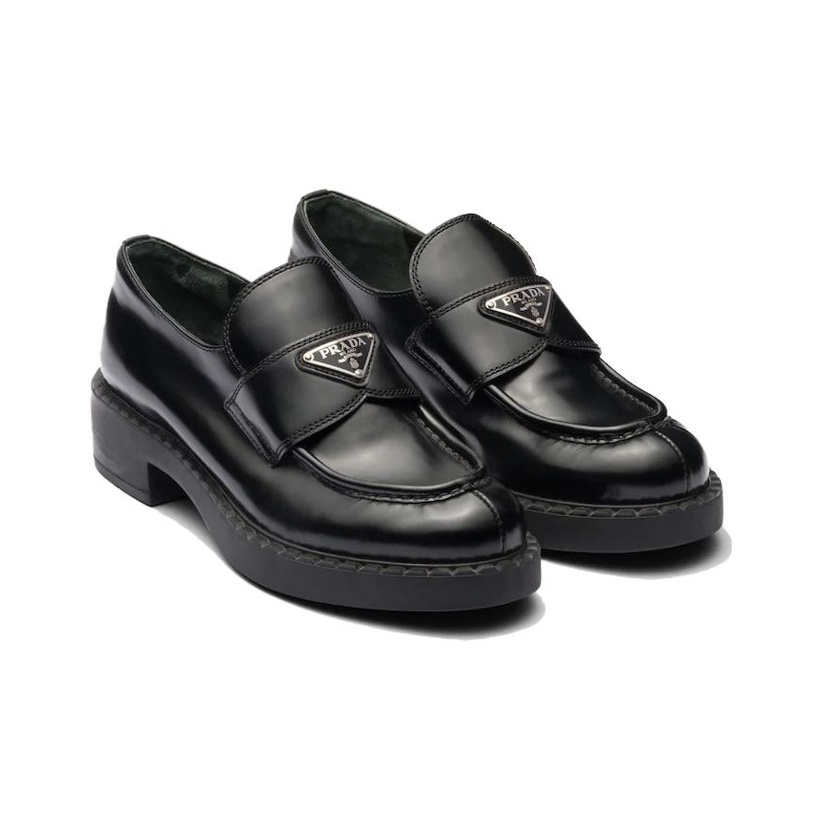 【関税＆送料込み】Prada 50Mm Chocolate Loafers Prada 50mm Chocolate Loafers | Black | FARFETCH