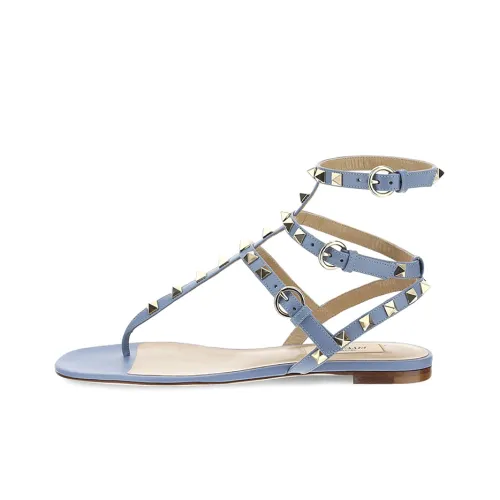 Valentino Rockstud Casual Single Shoes Women's Light Blue
