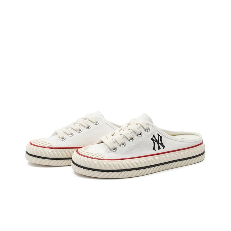 MLB Playball Mule Wear Resistant Low Top Canvas Shoes Unisex White-2