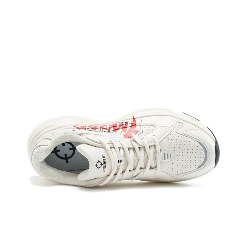 RIGORER Low Top Chunky Sneakers Men's White Red-4