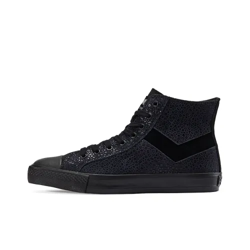 PONY Anti Slip And Wear Resistant Warm High Top Canvas Shoes Unisex Black