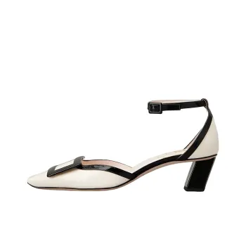 Roger Vivier Belle Vivier Chunky Heel Casual Single Shoes Women's Cream