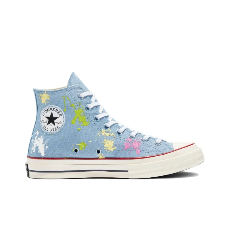Converse 1970s Pastel Splash Anti-Slip Wear-Resistant Lightweight Coverage High-Top Canvas Shoes Unisex Blue-1