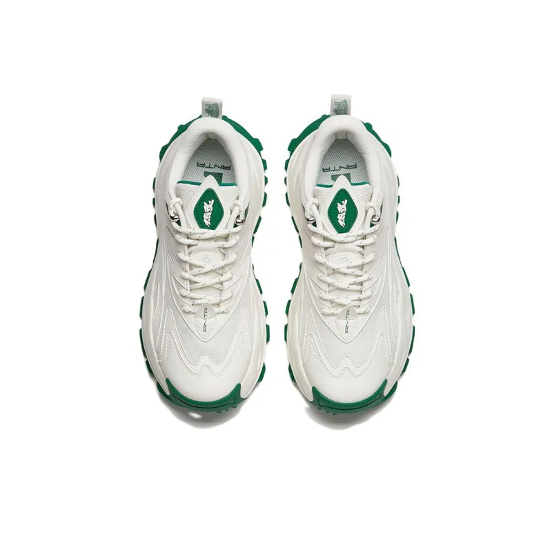 Anta Cushioning Anti Slip And Wear Resistant Low Top Chunky Sneakers Men's White Green-2