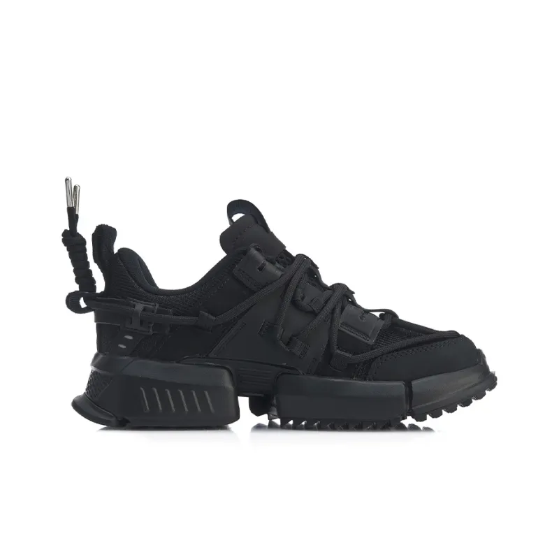 LiNing Pan Gu Cushioning Anti Slip And Wear Resistant Low Top Chunky Sneakers Women's Black-1