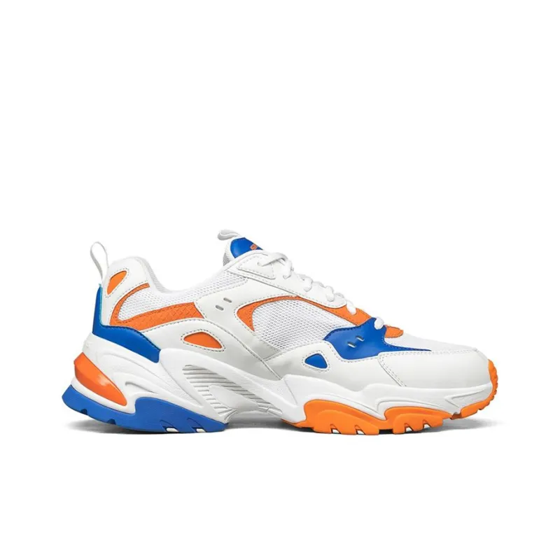 Skechers Stamina V2 Cushioning Anti Slip Wear Resistant Breathability Low Top Chunky Sneakers Men's White Orange Blue-1