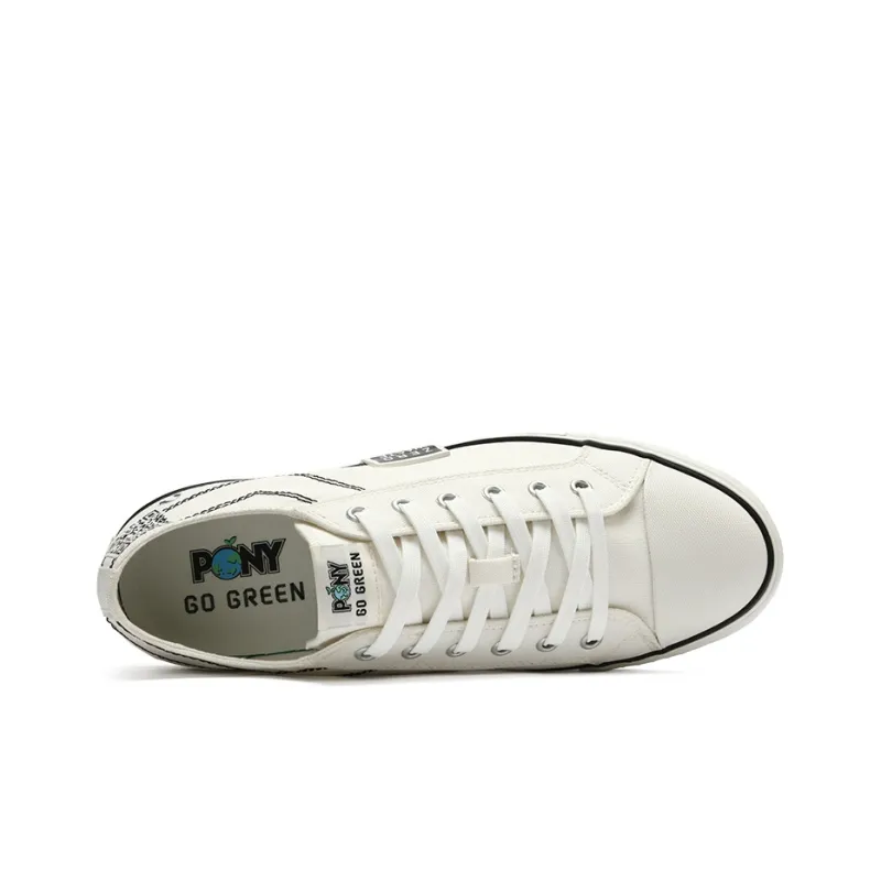 PONY Eco-Friendly Trendy Anti-Slip Wear-Resistant Breathable Coverage Low-Top Canvas Shoes Unisex White-3
