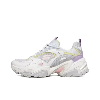 Skechers Stamina V2 Low Running Shoes Gs White/Purple Women's