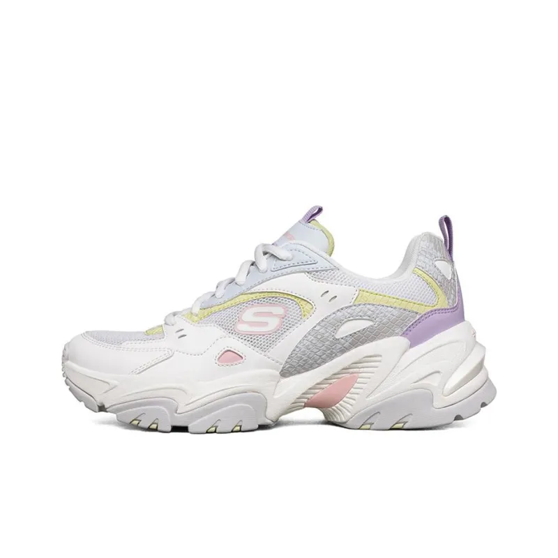 Skechers Stamina V2 Low Running Shoes Gs White/Purple Women's-0