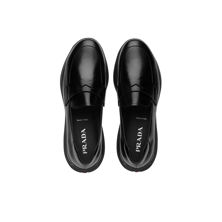 PRADA Toblach Brushed Leather Slip-on Sneakers Black Men's-2
