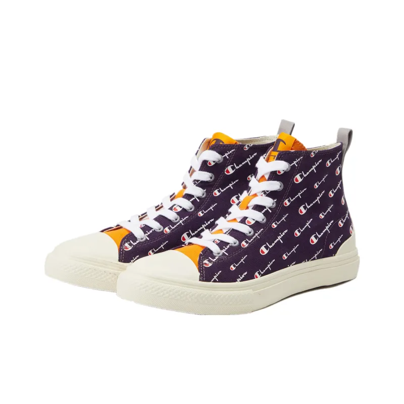 Champion Campus Canvas Shoes Unisex High Top Purple/Yellow-1