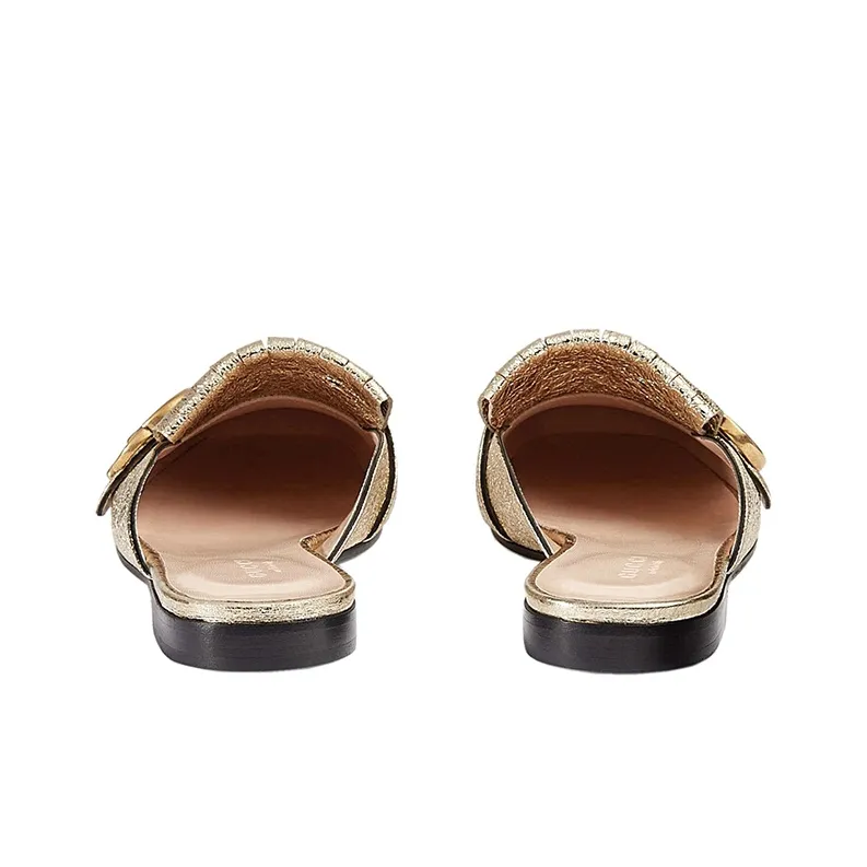 GUCCI Gold Marmont Leather Mules-3