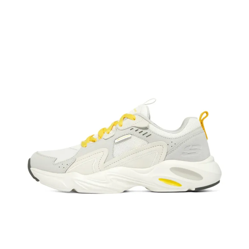 Skechers D'LITES Cushioning Anti-Slip And Wear-Resistant Low-Top Chunky Sneakers Men's Gray Yellow-0