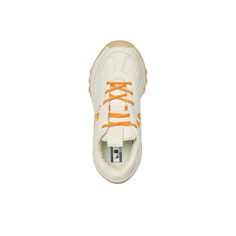 MLB Big Ball Chunky Pixel LA Cushioning Anti Slip And Wear Resistant Low Top Chunky Sneakers Unisex White Orange-3