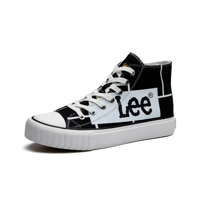 Lee Lightweight And Breathable High Top Canvas Shoes Unisex Black White-1