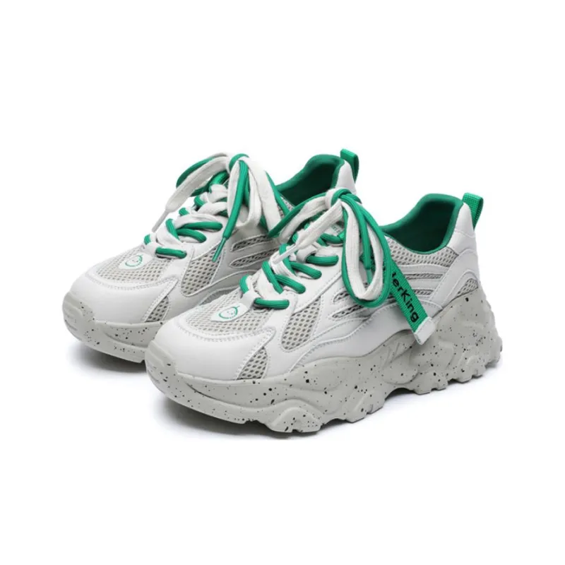 Spider King Low Top Chunky Sneakers Women's Green Gray-2