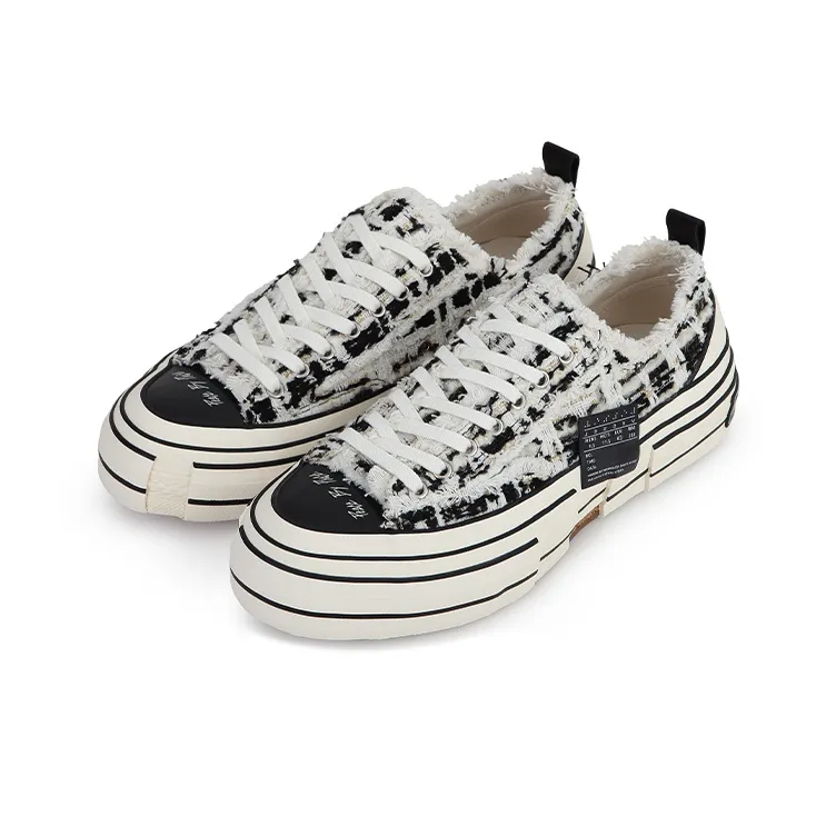 VESSEL G.O.P. Lows 'Mixed Tweed' Anti Slip And Wear Resistant Lightweight Low Top Canvas Shoes Unisex Black White-2