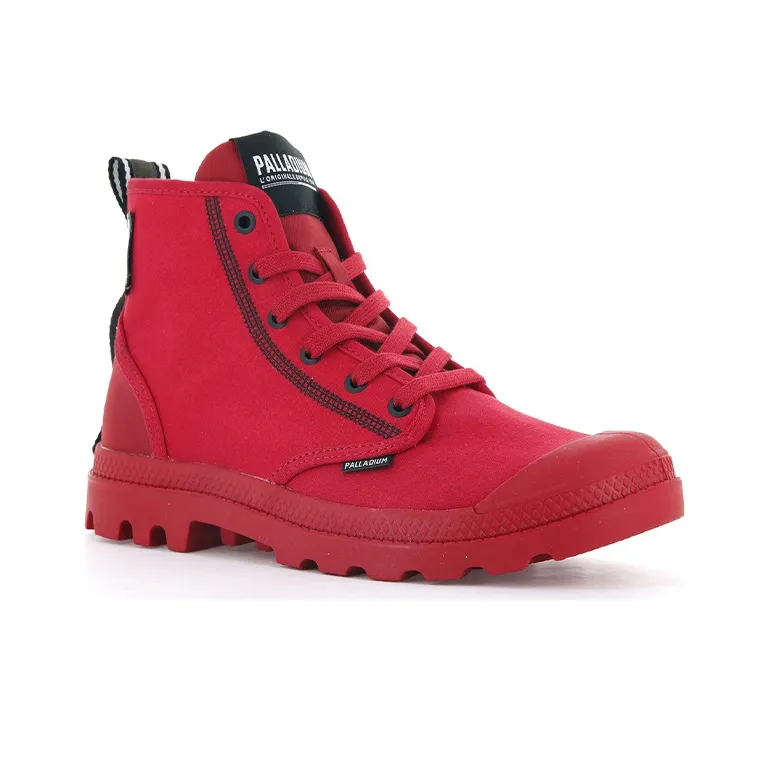 Palladium Pampa Dare 2 Survive Anti-Slip Wear-Resistant High-Top Canvas Shoes Unisex Red-2