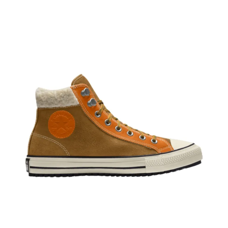 Converse Chuck Taylor All Star PC Suede Boot Anti-Slip Wear-Resistant High-Top Canvas Shoes Unisex Brown Yellow-1