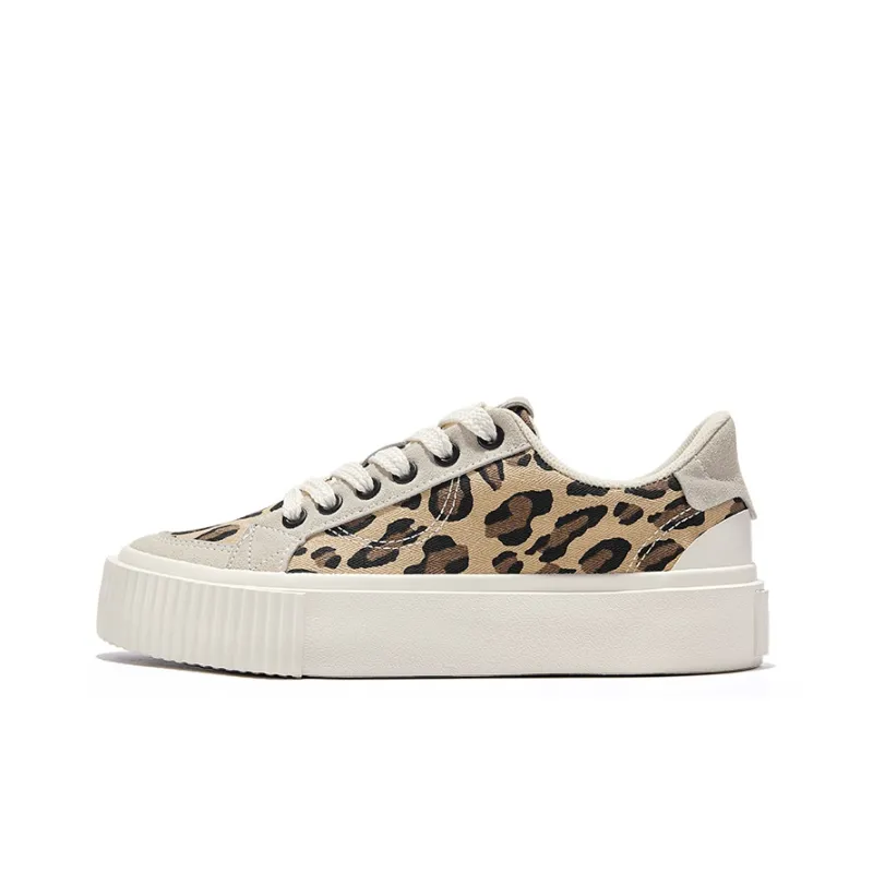 Feiyue Low-Top Canvas Shoes Women's Leopard Print Gray-0