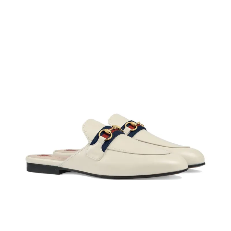 GUCCI Princetown Slipper White Web Leather-1