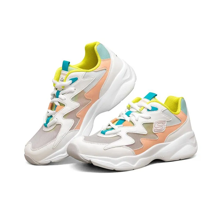 Skechers D'LITES AIRY Chunky Sneakers Women's Low Top White/Orange/Green-2