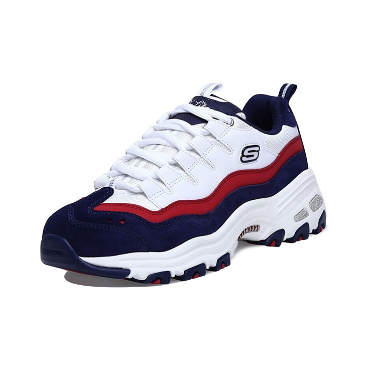 Skechers D Lites 1.0 Low top Clunky Shoes White Blue Women s
