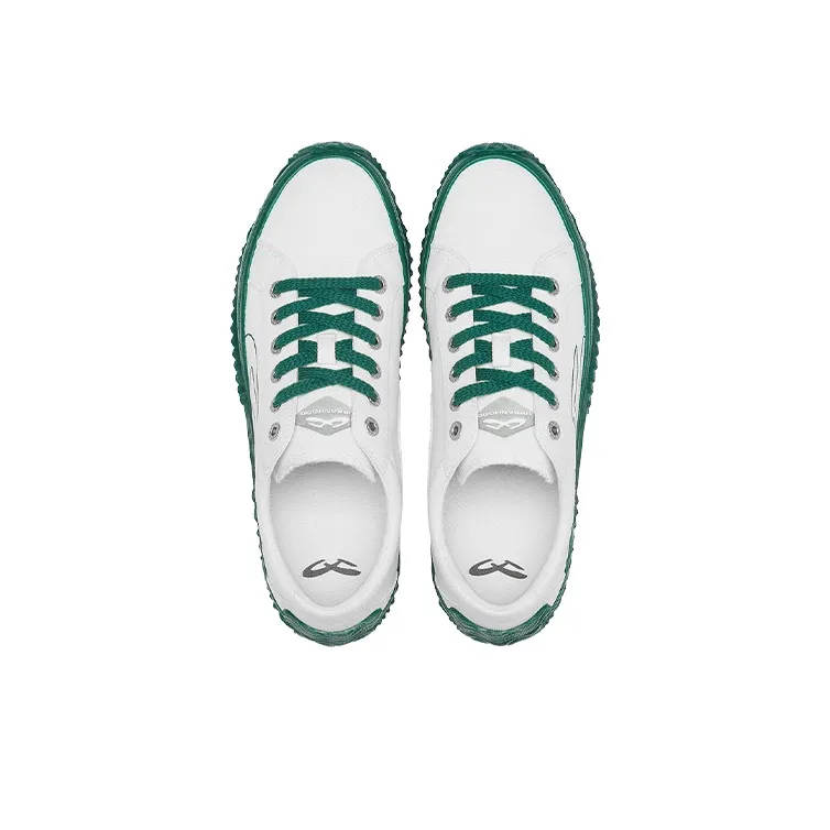 URBANHOOD 5770 Collection Anti Slip Wear Resistant Low Top Canvas Shoes Unisex White Green-2