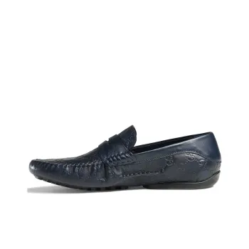 GUCCI Penny Slip On Loafers 'Navy Blue Leather'