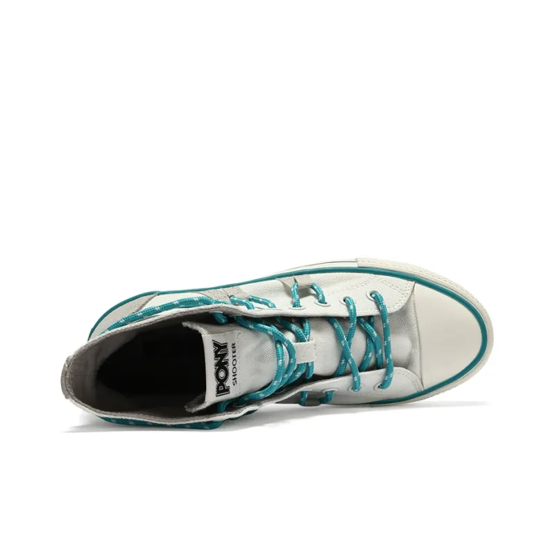PONY Shooter Anti Slip And Wear Resistant Cushioning Breathable Coverage High Top Canvas Shoes Unisex White Gray-2