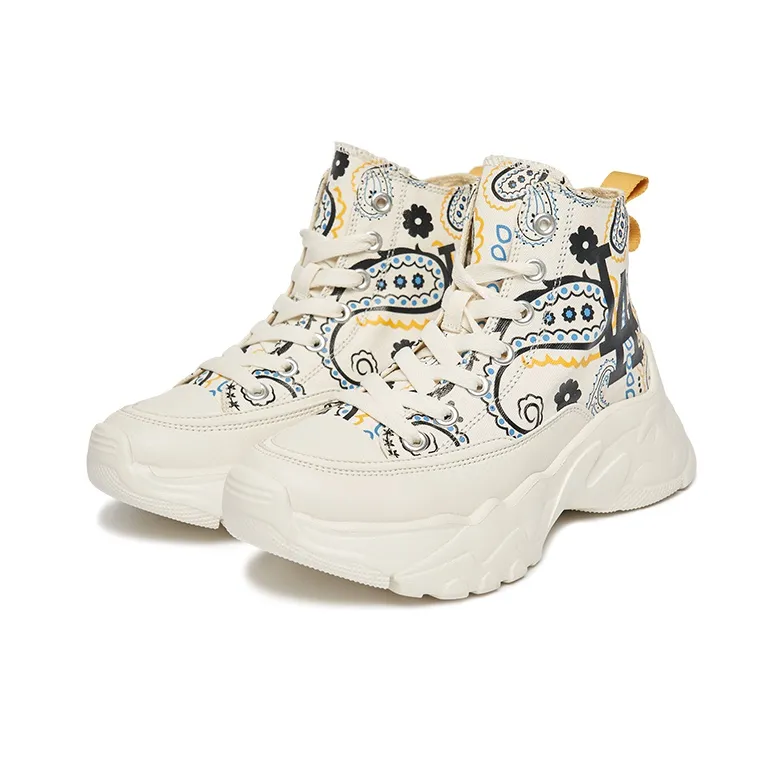 MLB Chunky High Canvas Shoes Unisex High Top White/Black/Blue Color-2