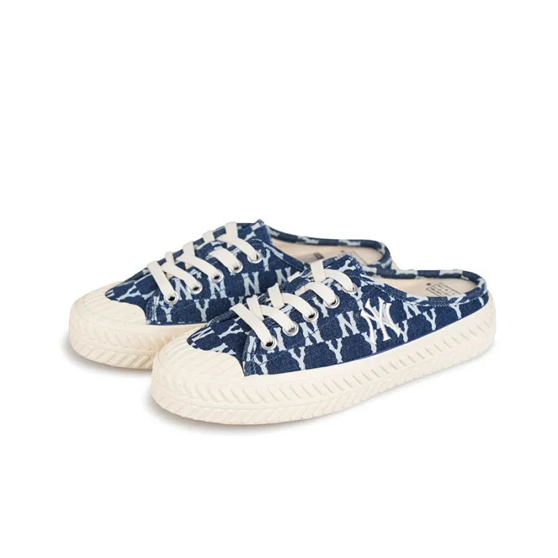 MLB Playball Mule Mono Denim Wear Resistant Low Top Canvas Shoes Unisex Denim Dark Blue-2