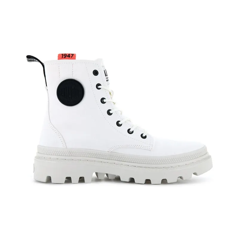 Palladium Pallatrooper Zip Breathable High-Top Canvas Shoes Women's White-1
