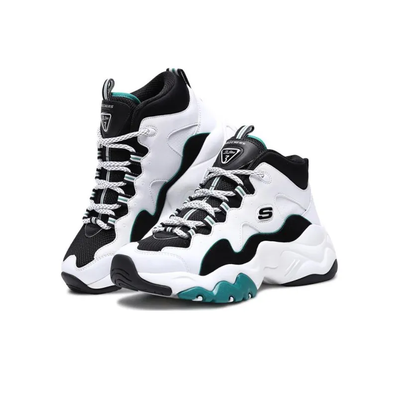 Skechers D'LITES 3.0 3.0 Slip Resistant, Abrasion Resistant, Breathable High Top Chunky Sneakers Women's White Green-1