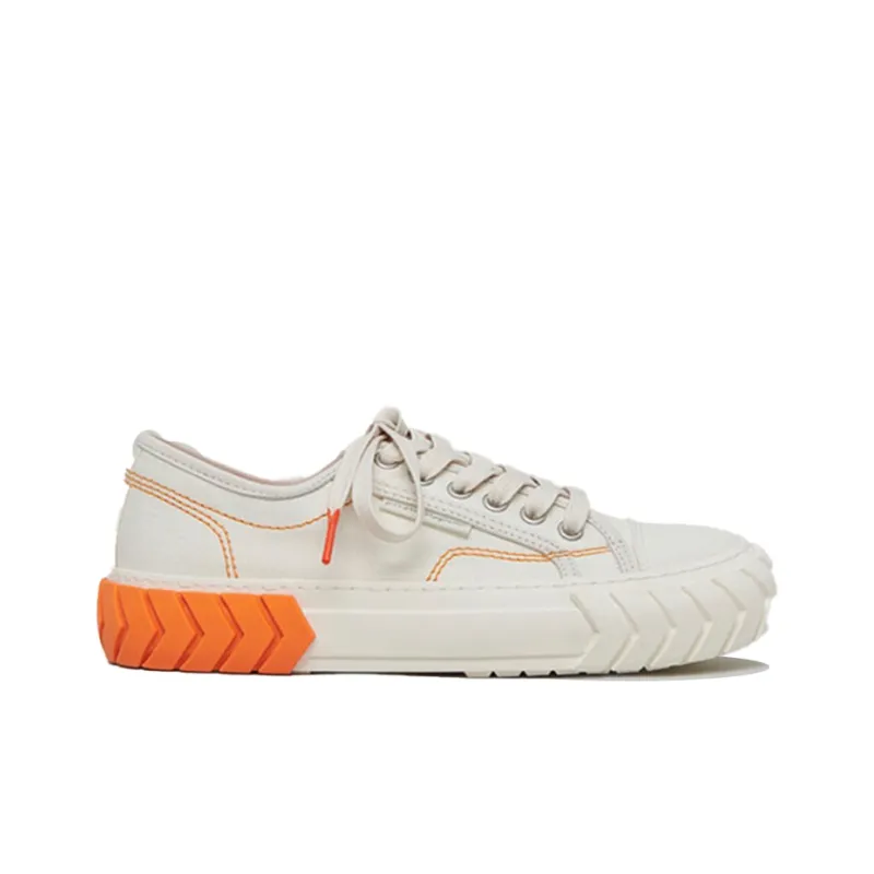 Both Canvas Shoes Women's Low Top White Orange-1