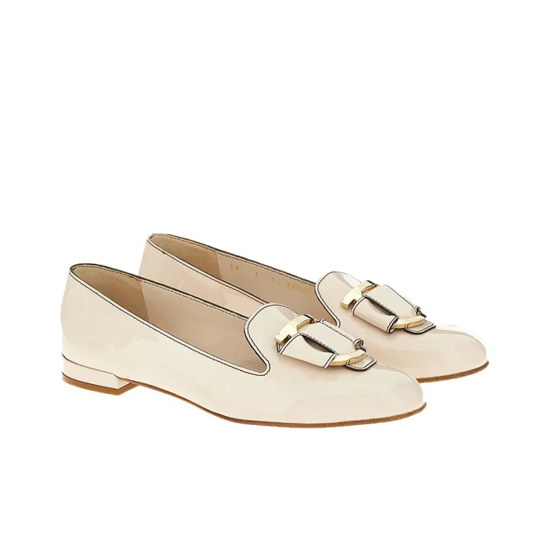 FERRAGAMO GANCINI Loafers Women's White-2