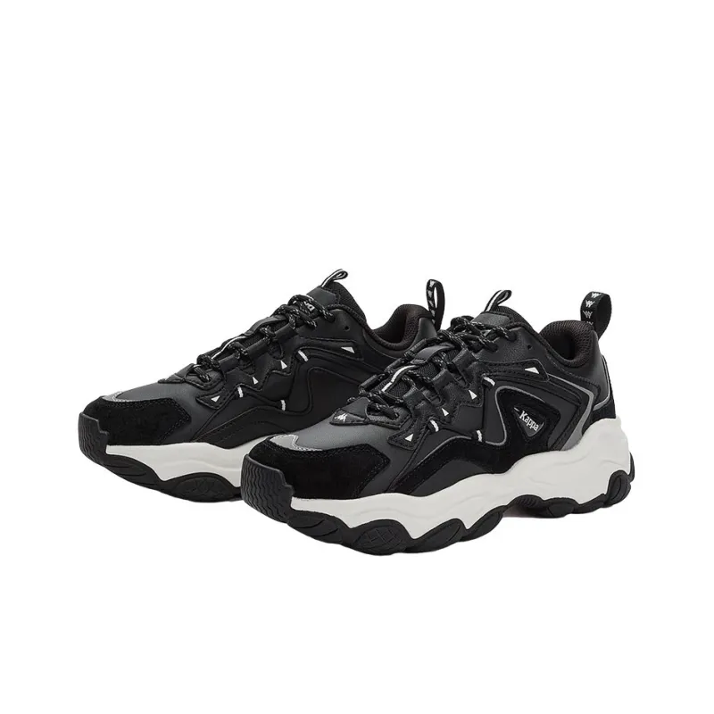 Kappa Cushioning Anti Slip Wear Resistant Impact Resistant Low Top Chunky Sneakers Unisex Black White-2
