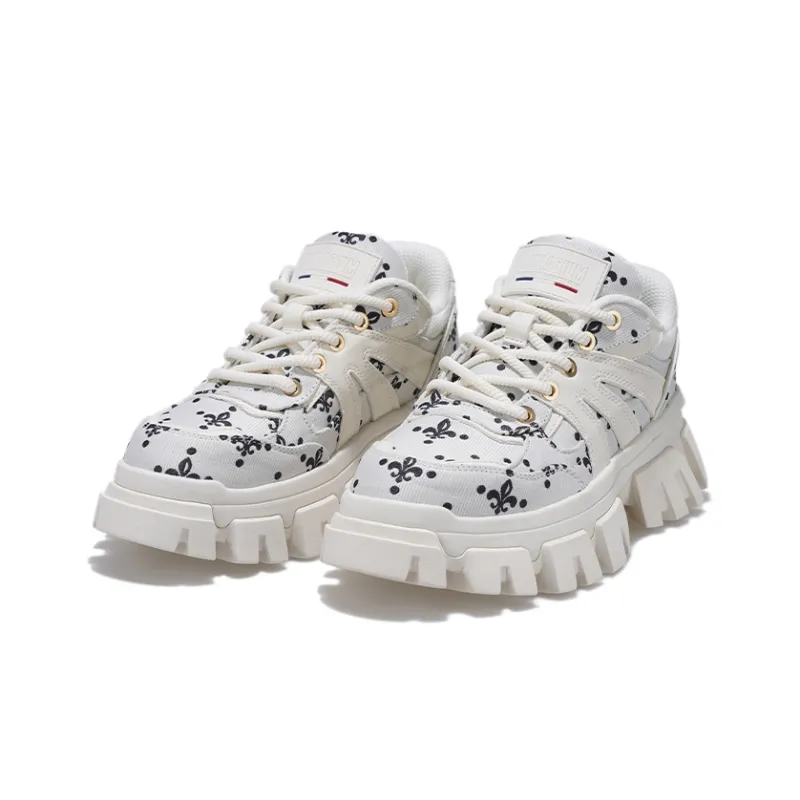 Palladium Chunky Slip-Resistant Height Increasing Low-Top Chunky Sneakers Women's Black White-2