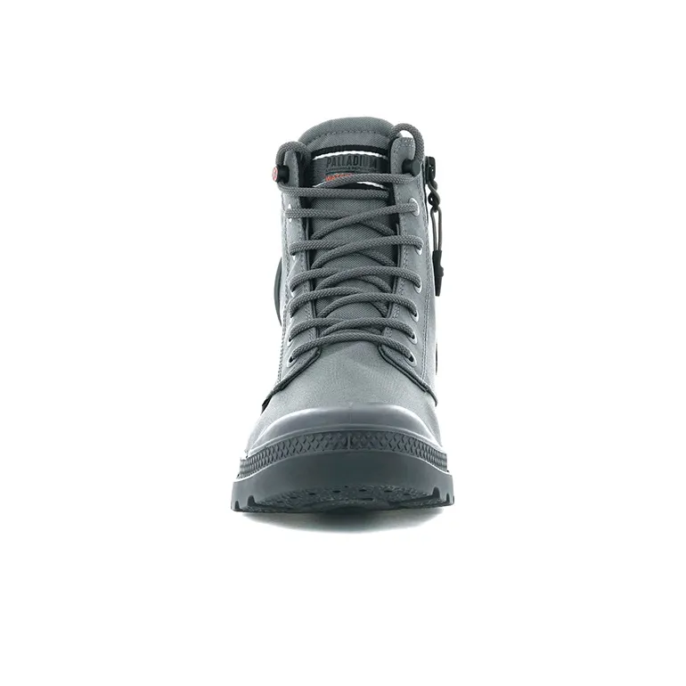 Palladium Pampa Sc Recycle WP+N Anti-Slip And Wear-Resistant Water-Resistant High-Top Canvas Shoes Unisex Gray-3