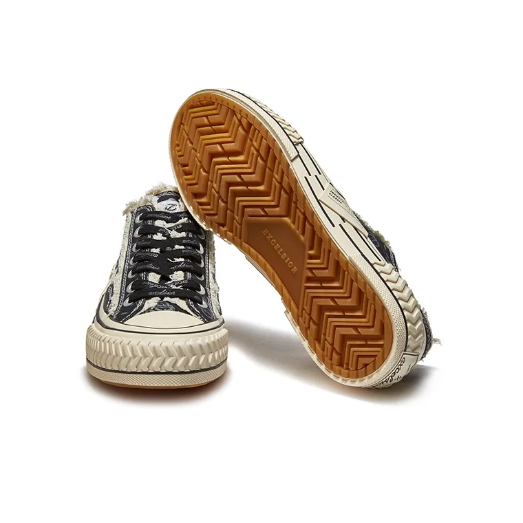 Excelsior Viennetta Tweed Canvas Shoes Unisex Low Top Ecru-2