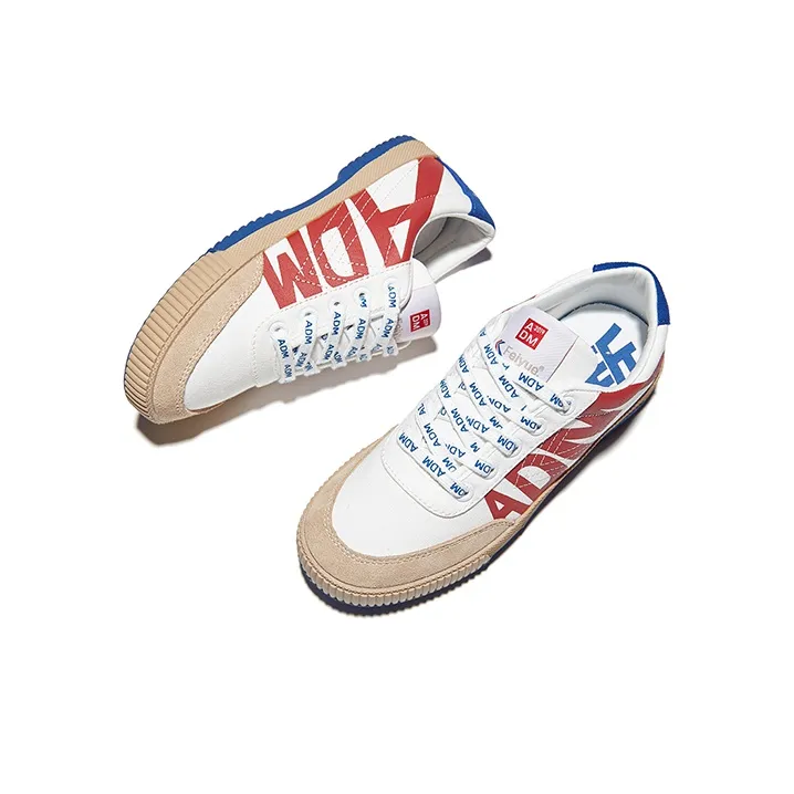 ADM x Feiyue Wear-Resistant Low-Top Canvas Shoes Unisex White Red Blue-2