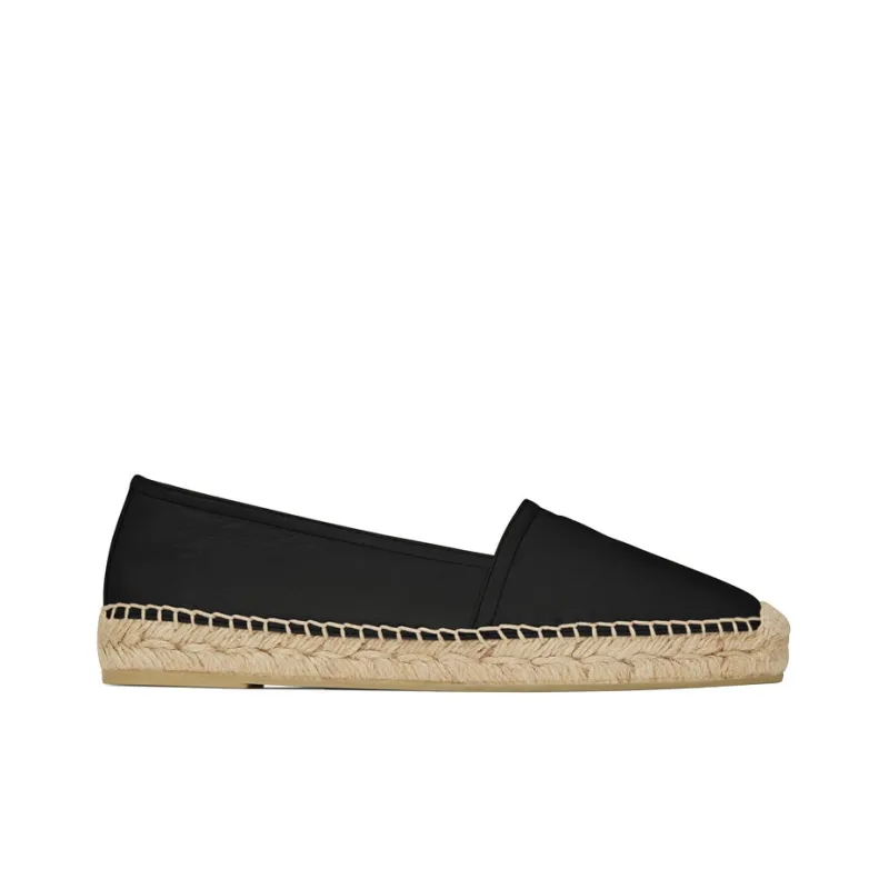 SAINT LAURENT Embossed-logo Leather Espadrilles-1
