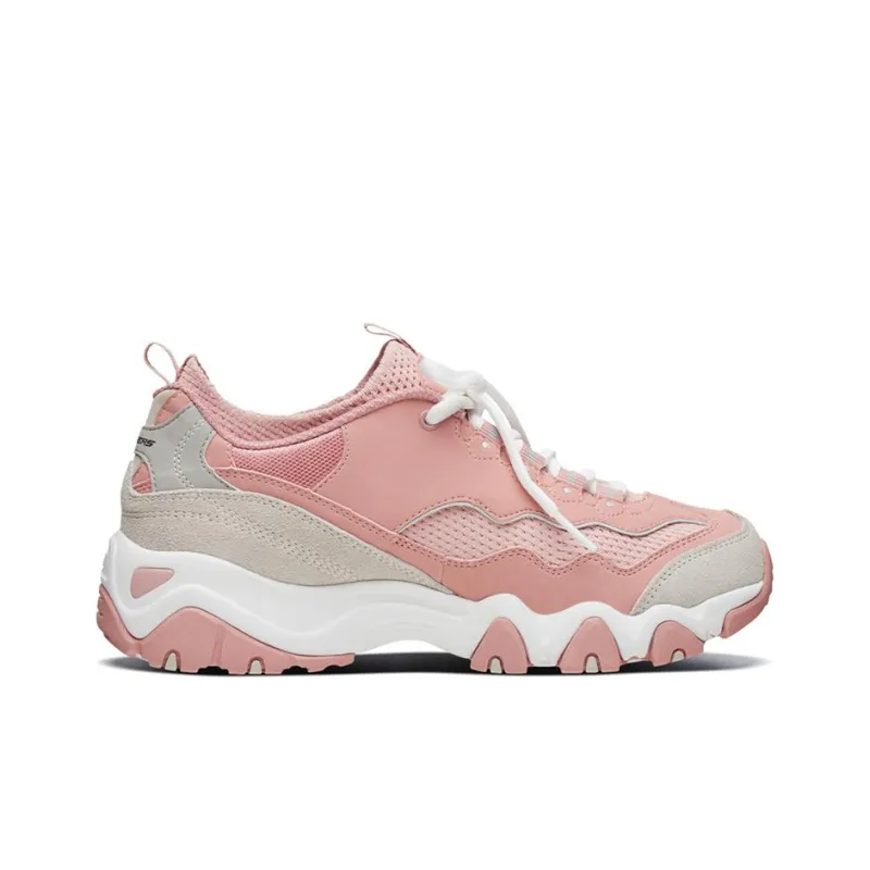 Skechers D'LITES 2.0 Cushioning Anti-Slip And Wear-Resistant Low-Top Chunky Sneakers Women's Pink Gray-1