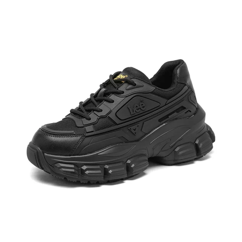 Lee Height Increasing Breathable Low Top Chunky Sneakers Women's Black-1