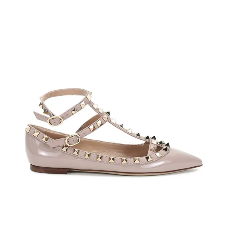 Valentino Rockstud GARAVANI Casual Single Shoes Women's Gray Pink-1