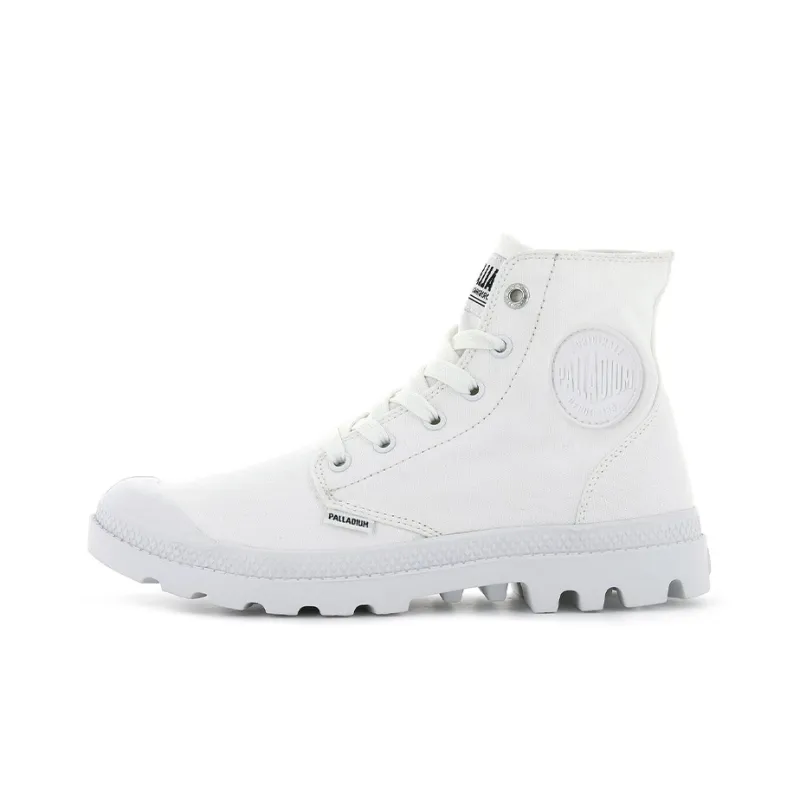 Palladium Mono Chrome Anti Slip Wear Resistant High Top Canvas Shoes Unisex White-0