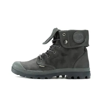 Palladium Pampa Baggy Wax Sahara Abrasion Resistant Breathable Slip Resistant High Top Canvas Shoes Unisex Alloy Gray