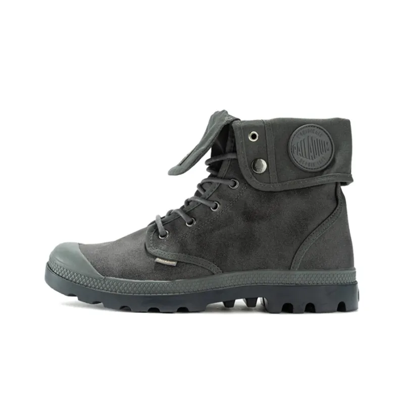 Palladium Pampa Baggy Wax Sahara Abrasion Resistant Breathable Slip Resistant High Top Canvas Shoes Unisex Alloy Gray-0
